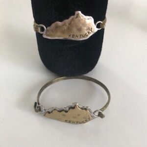 Kentucky State Silhouette Bracelet - Two-Tone Gold Silver